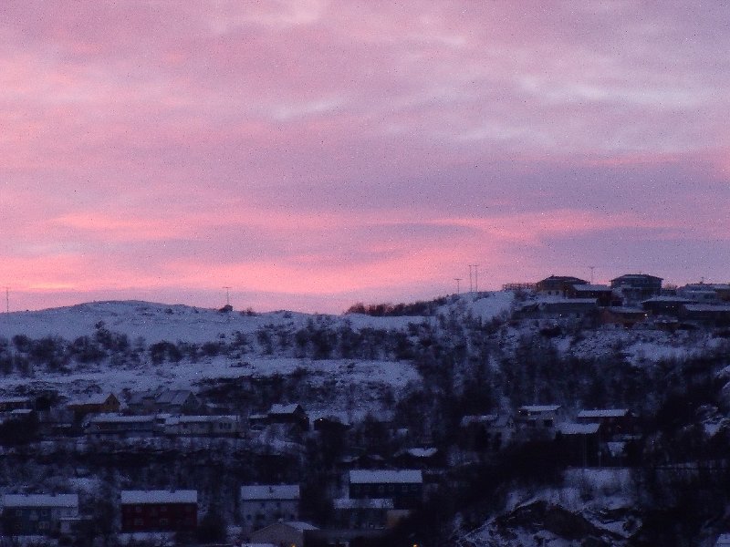 DSCF5717.jpg - "sun set" at Kirkenes, although the sun didn't come above the horizen all day.  Kirkenes is the northern terminal of the Hurtigruten, we left just after 12.30pm on out return - southbound- journey
