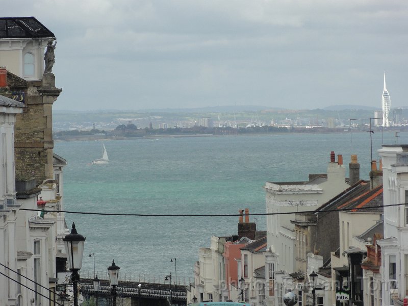 DSC05713.jpg -                                This is Ryde on our way to Cowes, a view across the channel to Portsmouth - you can just see the Spinnaker