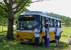 our bus waiting for us - the lady in purple is our tour guide - she also worked at Aggie Grey&#39;s hotel, one of Samoa&#39;s most famous hotels : 2013 Holidays, Apia, Holidays, Places, Samoa, Transport, World Cruise 2013, buses