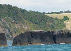 volcanic outcrops similar in origin to the Giants Causeway : 2013 Holidays, Bay_of_Islands, Coastline, Holidays, Mountians Rivers and waterways, New Zealand, Places, Seas and Oceans, World Cruise 2013, rocks, sea