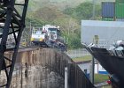 the mules use rack and pinion to climb fairly steep inclines to match the ship rising in the lock : 2013 Holidays, Canals, Holidays, Locks & weirs, Mountians Rivers and waterways, Panama, Places, World Cruise 2013